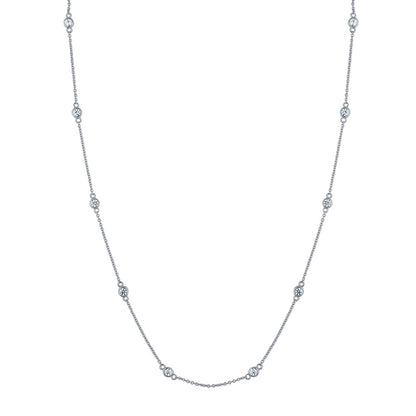 Paperclip CZ Layered Chain Necklace Set in Sterling Silver
