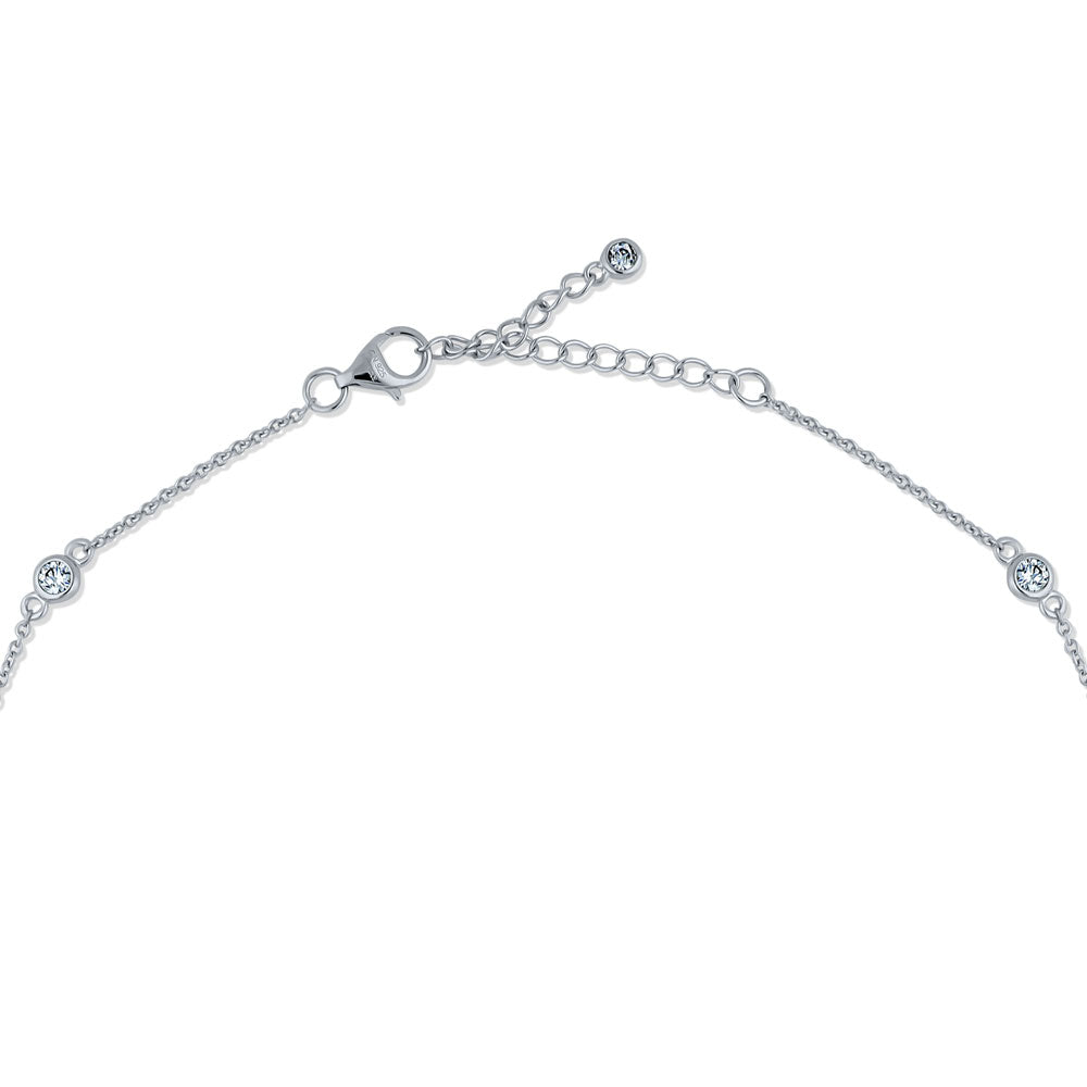 Paperclip CZ by the Yard Chain Necklace in Sterling Silver, 2 Piece