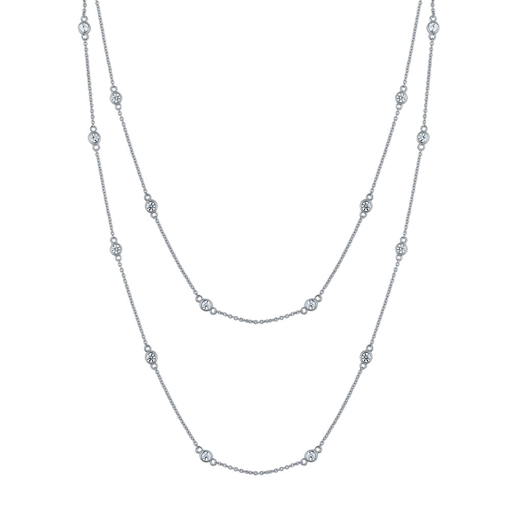 CZ by the Yard Station Necklace in Sterling Silver