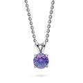 Kaleidoscope Solitaire CZ Necklace in Sterling Silver 0.8ct, Purple Aqua Color