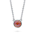 Solitaire Kaleidoscope Bezel CZ Necklace in Sterling Silver 0.8ct, Red Orange Color