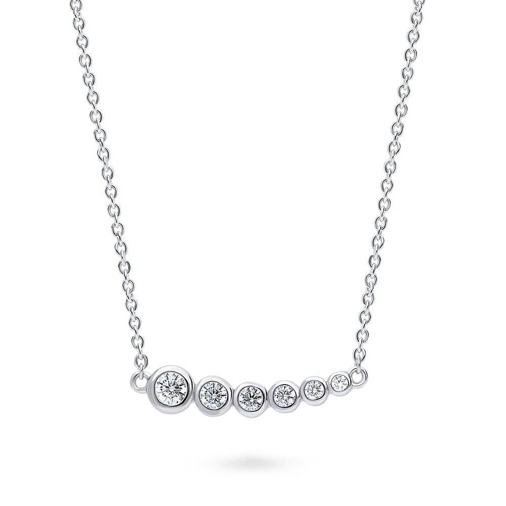 Bubble Graduated CZ Pendant Necklace in Sterling Silver