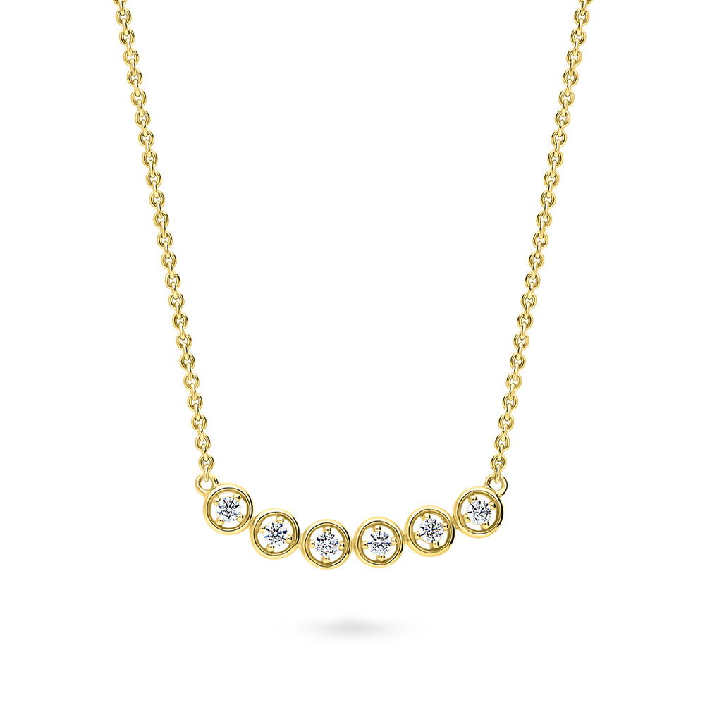 Bubble CZ Pendant Necklace in Gold Flashed Sterling Silver