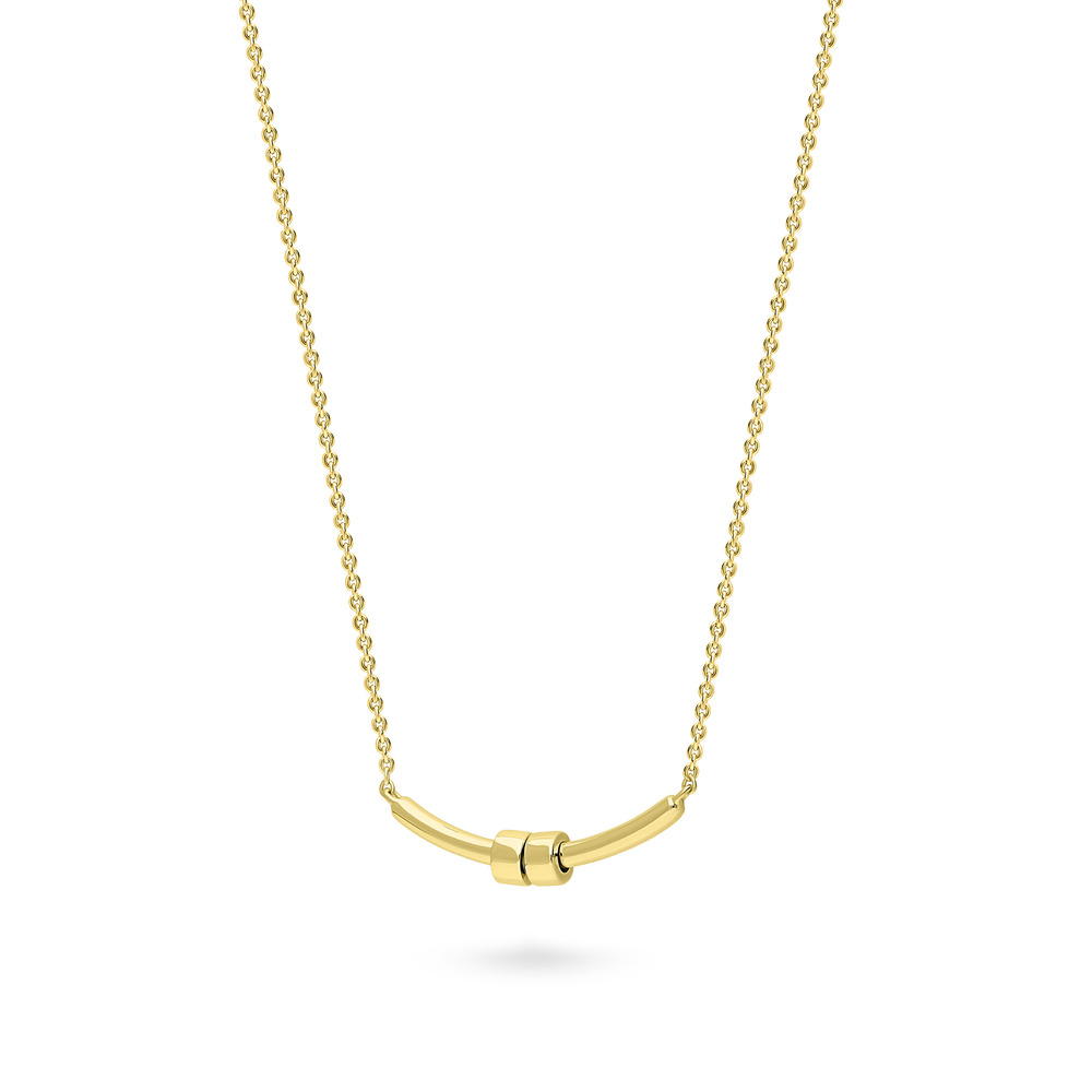 Bar Pendant Necklace in Gold Flashed Sterling Silver