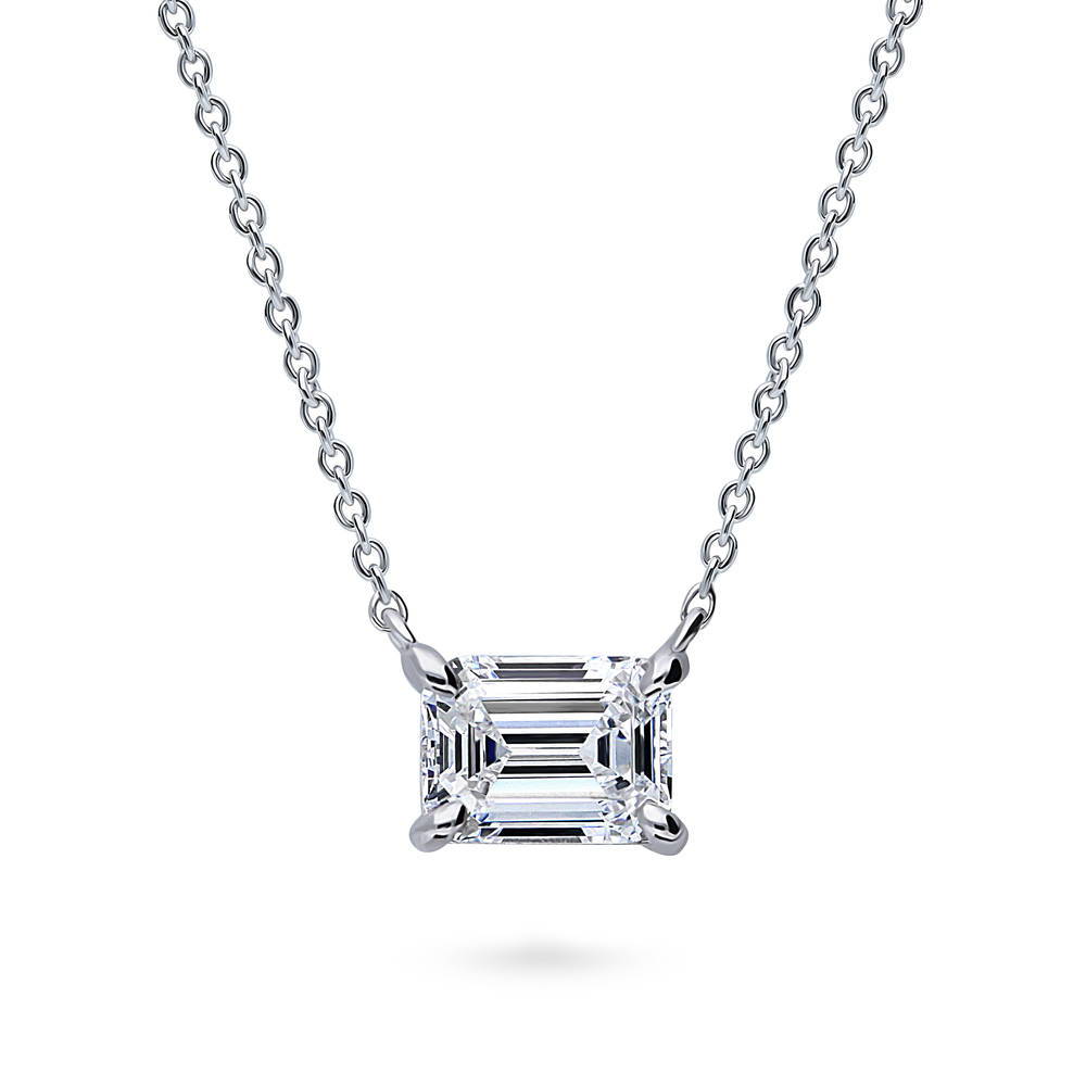 Solitaire Graduated East-West CZ Necklace Set in Sterling Silver, 8 of 19