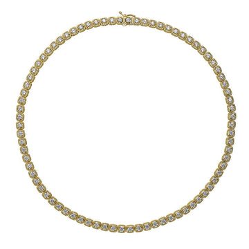 Cable CZ Statement Tennis Necklace in Gold Flashed Sterling Silver