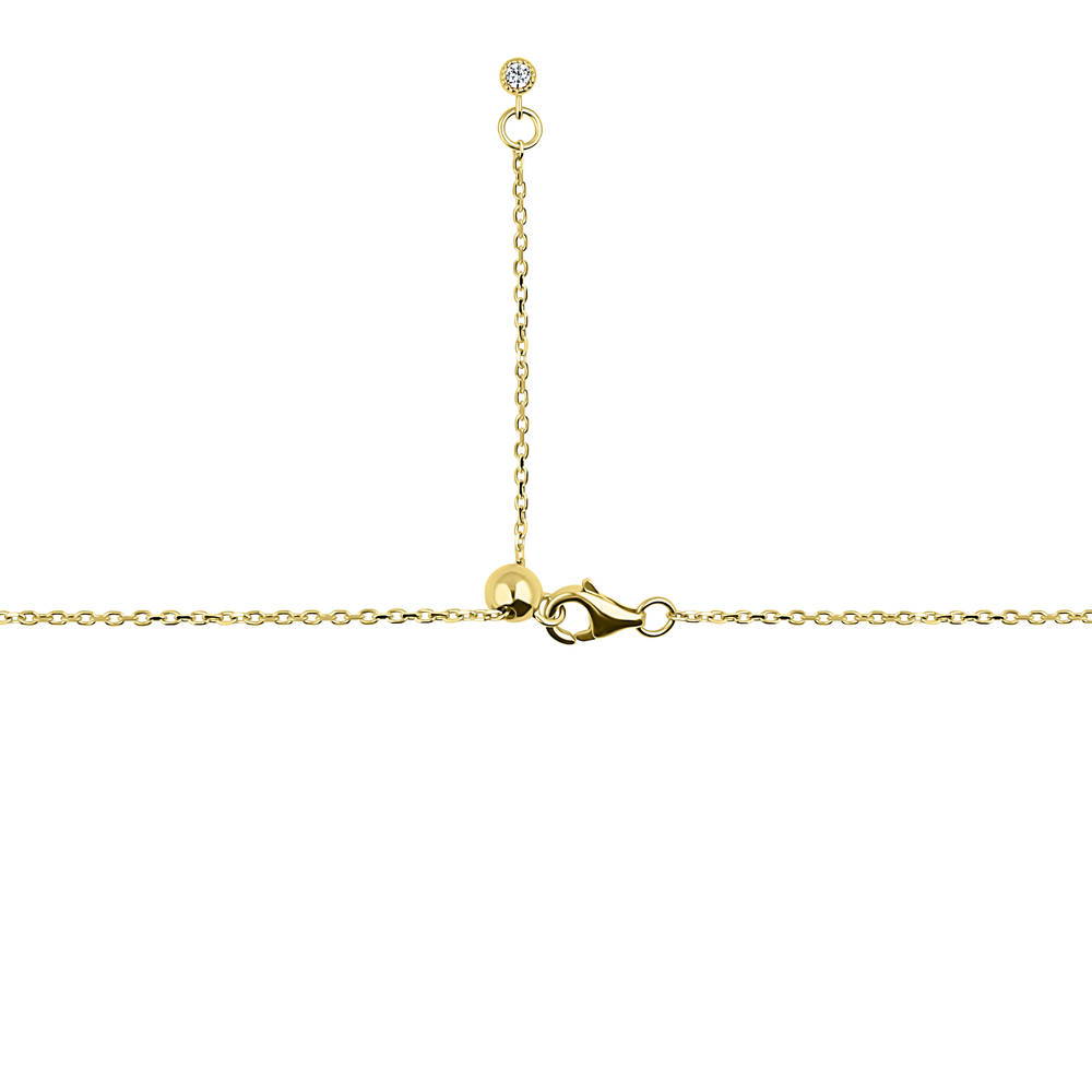 Bar CZ Pendant Necklace in Gold Flashed Sterling Silver