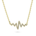 Heartbeat CZ Necklace in Sterling Silver, Yellow Gold Flashed