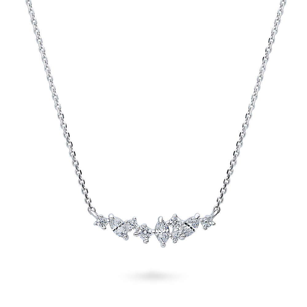 Cluster Bar CZ Necklace in Sterling Silver