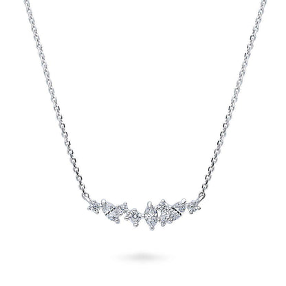 Cluster Bar CZ Necklace in Sterling Silver