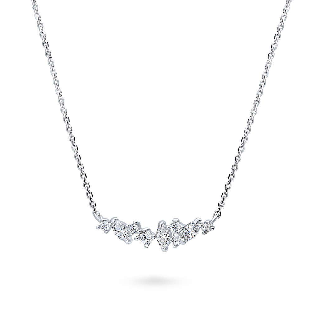 Cluster Bar CZ Necklace in Sterling Silver