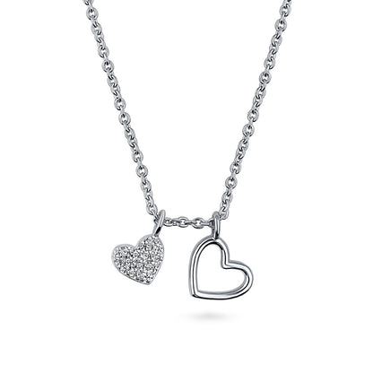 Open Heart CZ Necklace in Sterling Silver