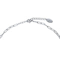 Front view of Bead Paperclip Link Chain Necklace, 2 Piece, Rhodium Plated