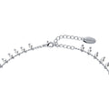 Front view of Imitation Pearl Station Necklace, Rhodium Plated