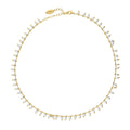 Imitation Pearl Station Necklace, Yellow Gold Flashed