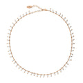 Imitation Pearl Station Necklace, Rose Gold Flashed