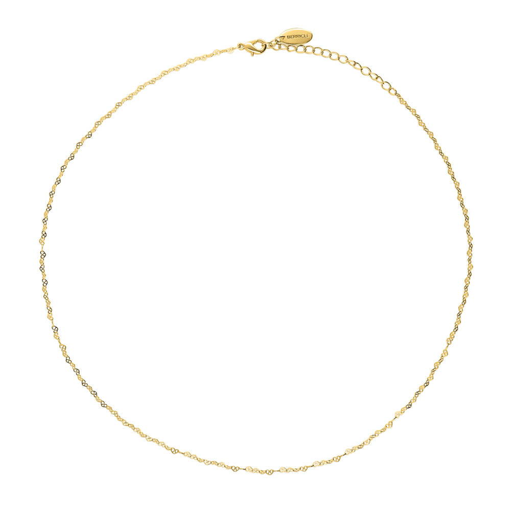 Heart Link Chain Necklace, Yellow Gold Flashed