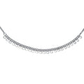 Front view of Paperclip Link Chain Necklace, 2 Piece, Rhodium Plated