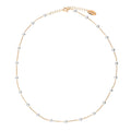 Imitation Pearl Station Necklace, Rose Gold Flashed