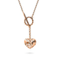 Heart Open Circle CZ Toggle Lariat Necklace, Rose Gold Flashed