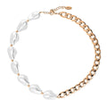 Imitation Pearl Curb Chain Bracelet and Necklace, 2 Piece, Rose Gold Flashed