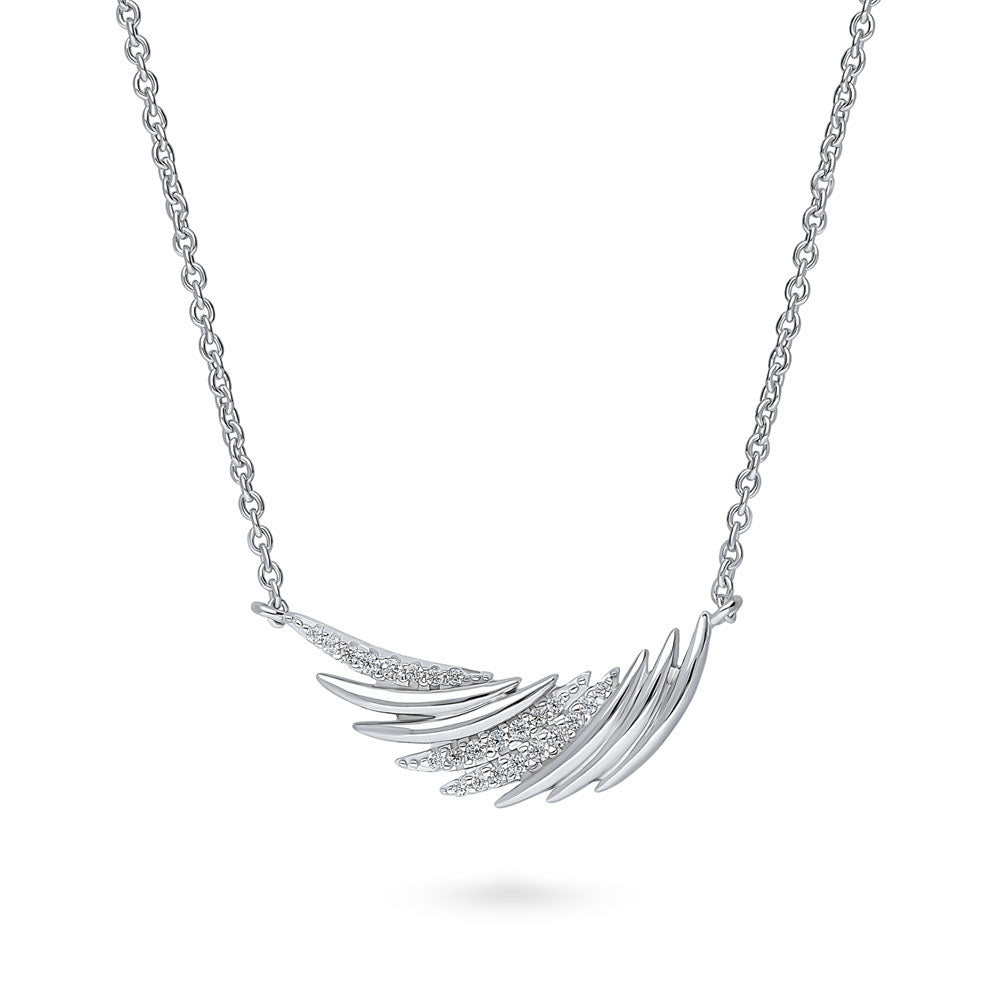 Angel Wings CZ Pendant Necklace in Sterling Silver