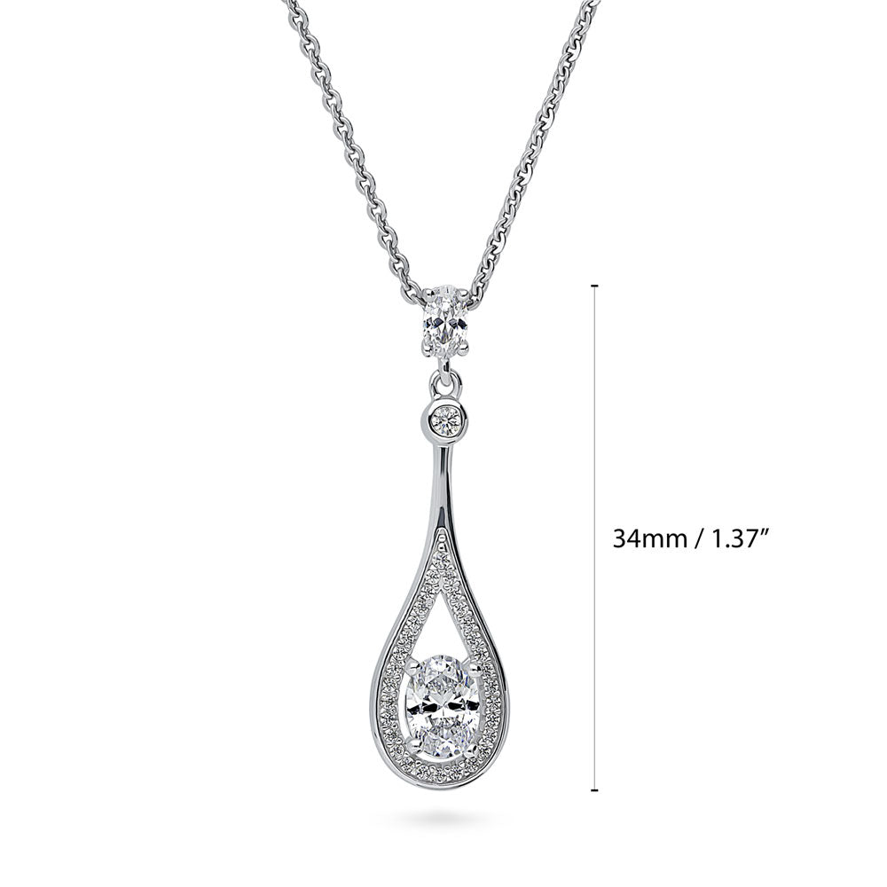 Teardrop CZ Pendant Necklace in Sterling Silver