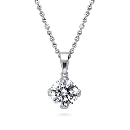 Solitaire 2ct CZ Necklace in Sterling Silver