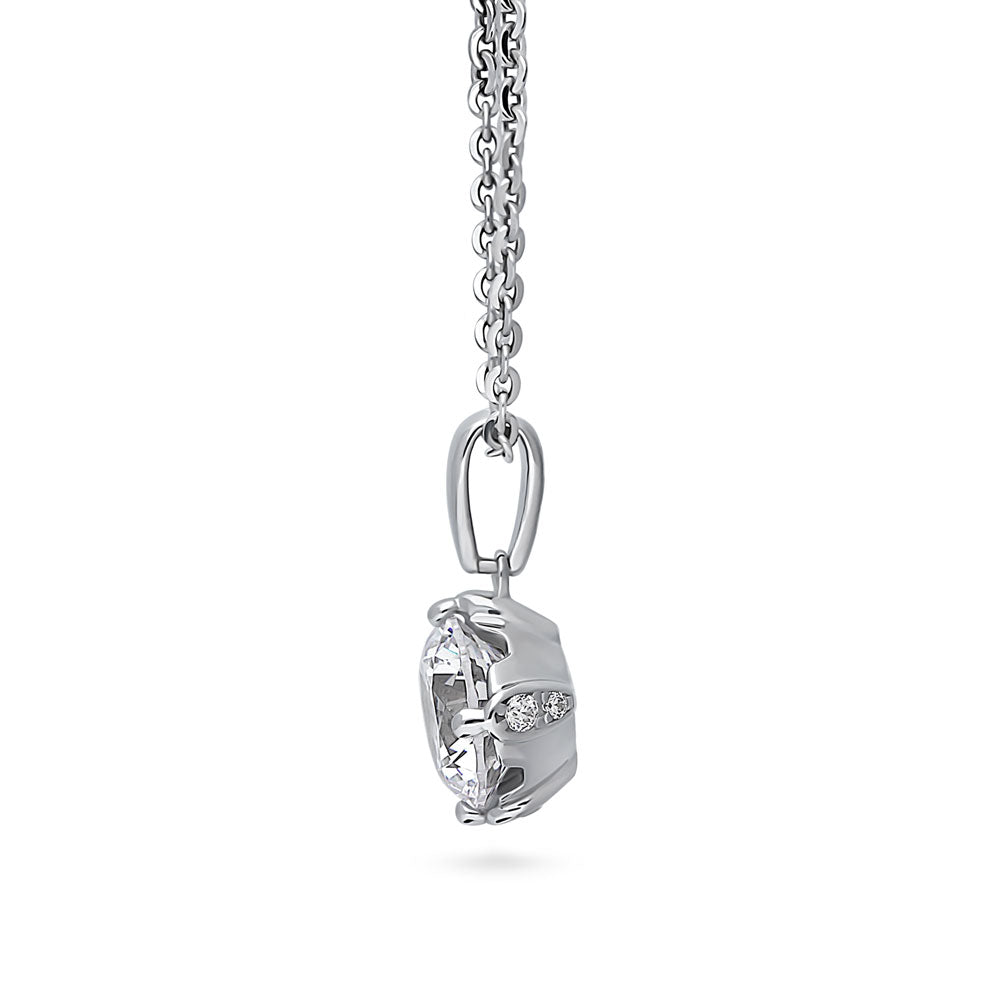 Angle view of Solitaire 2ct CZ Necklace in Sterling Silver, 5 of 7