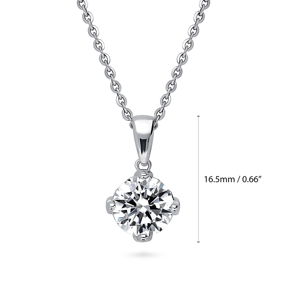 Solitaire 2ct CZ Necklace in Sterling Silver