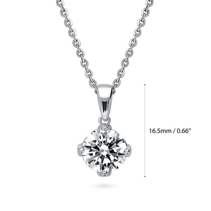 Solitaire 2ct CZ Necklace in Sterling Silver
