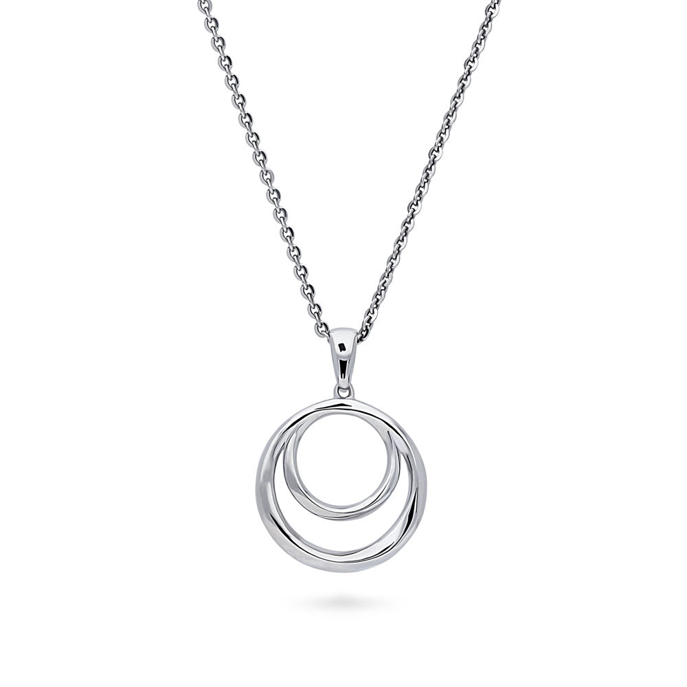 Open Circle Pendant Necklace in Sterling Silver, 1 of 6