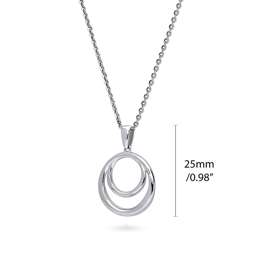 Front view of Open Circle Pendant Necklace in Sterling Silver, 4 of 6