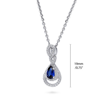 Teardrop Sapphire-Blue CZ Necklace in Sterling Silver