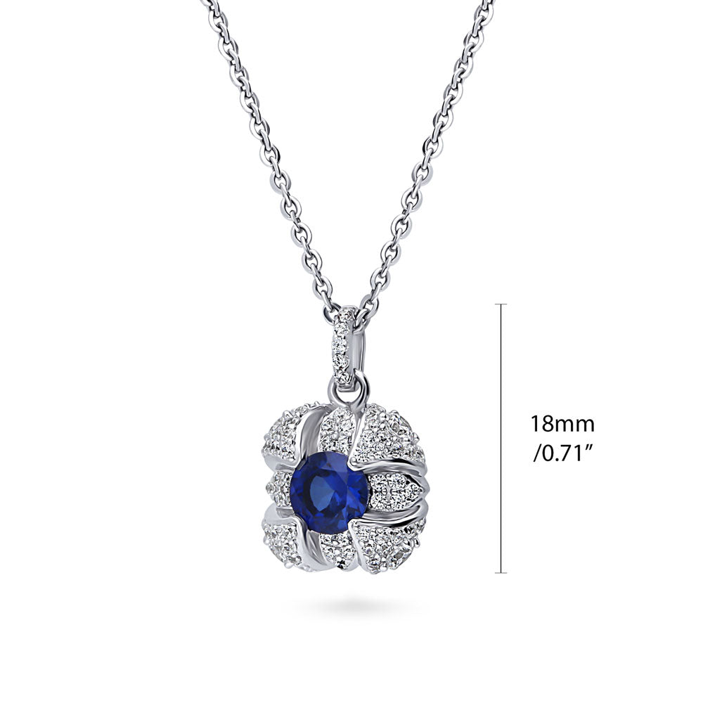 Square Sapphire-Blue CZ Necklace in Sterling Silver