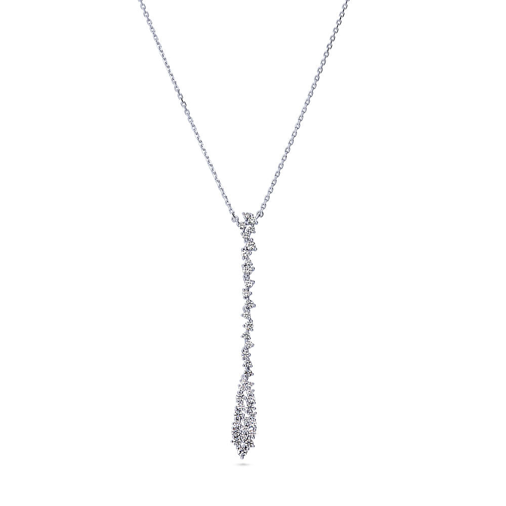 Cluster Teardrop CZ Necklace in Sterling Silver