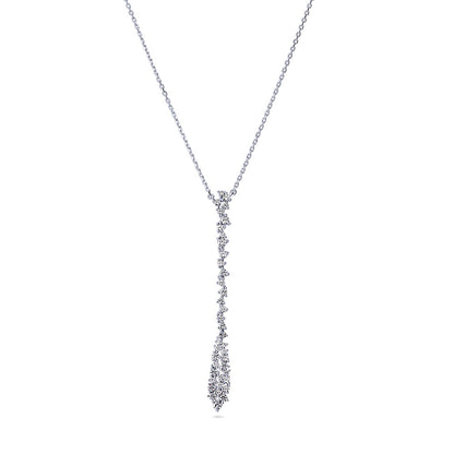 Cluster Teardrop CZ Necklace in Sterling Silver