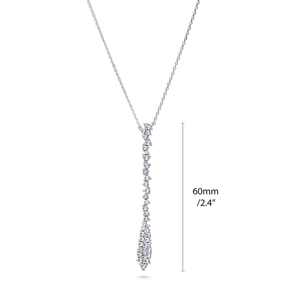 Cluster Teardrop CZ Pendant Necklace in Sterling Silver