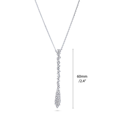 Cluster Teardrop CZ Necklace in Sterling Silver
