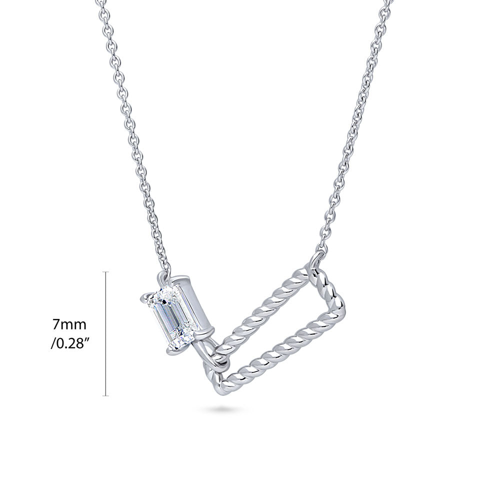 Cable Trapezoid CZ Necklace and Earrings Set in Sterling Silver
