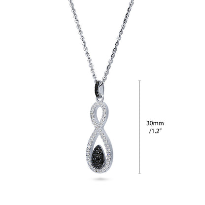 Black and White Woven Infinity CZ Set in Sterling Silver