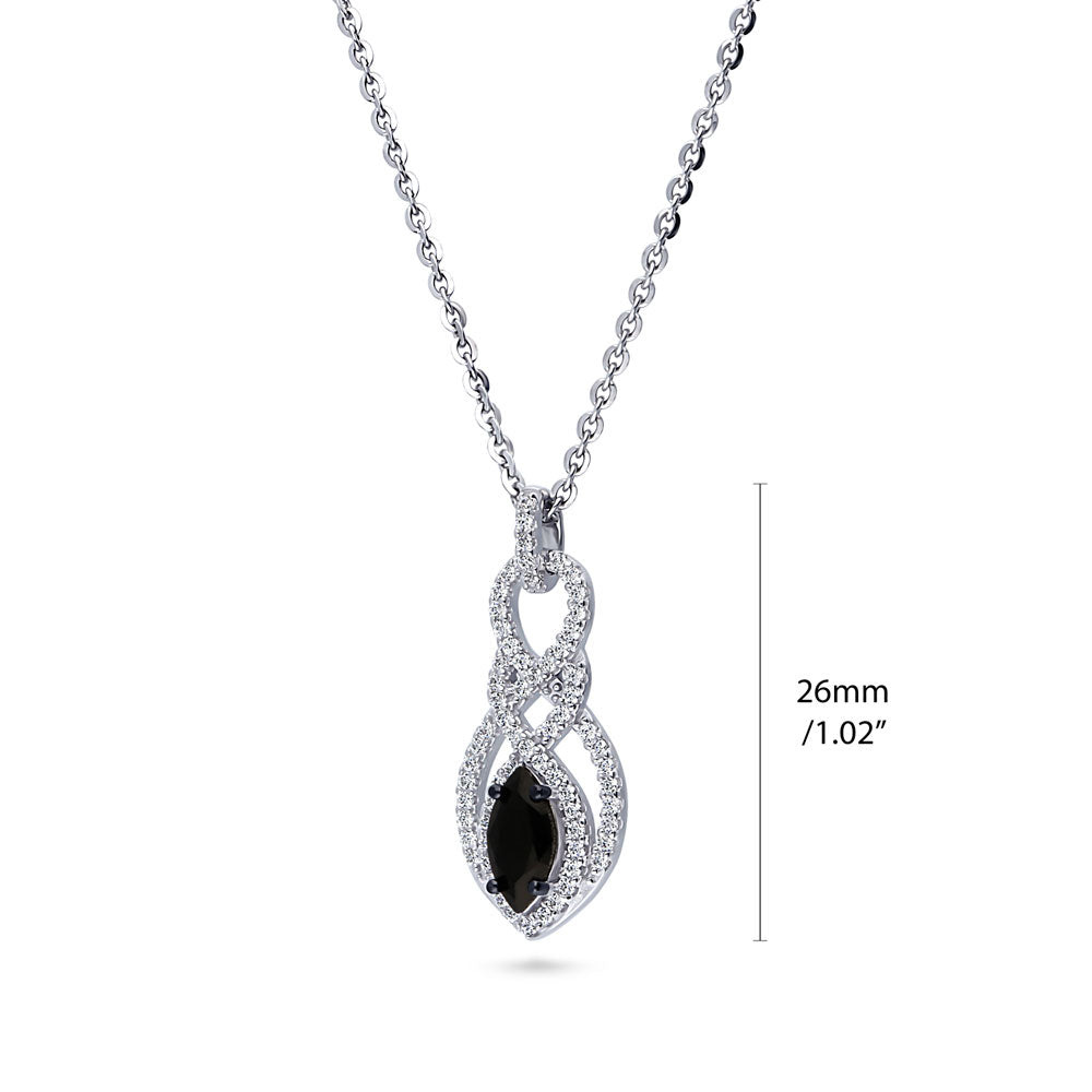 Black and White Woven CZ Necklace and Earrings Set in Sterling Silver