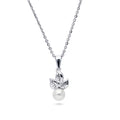 Leaf Imitation Pearl Necklace in Sterling Silver, Rhodium Plated