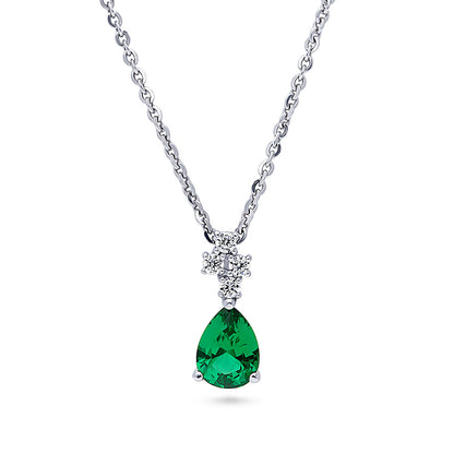 Cluster Emerald-Green CZ Necklace in Sterling Silver