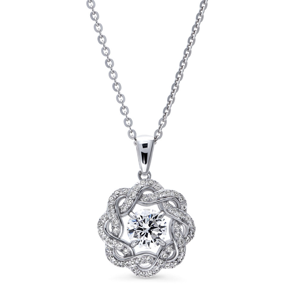 Flower Woven Ribbon Wreath CZ Set in Sterling Silver, 5 of 11