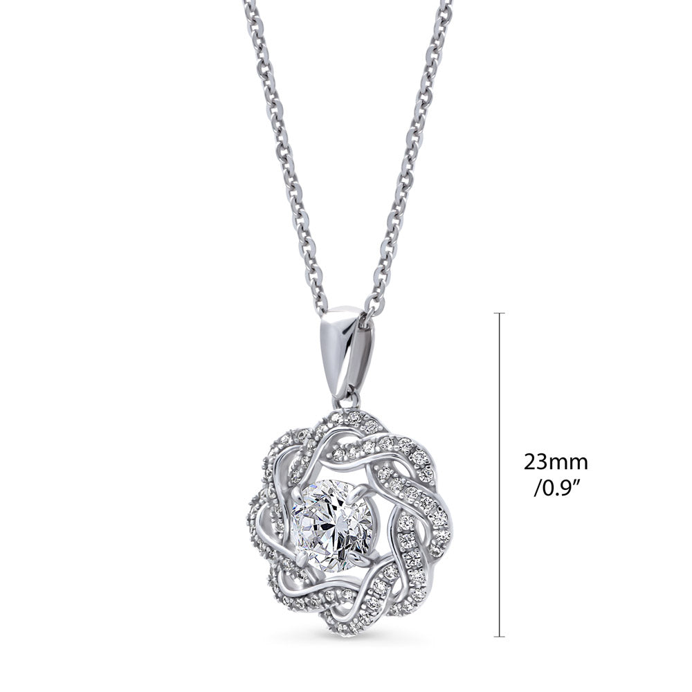 Flower Woven Ribbon Wreath CZ Set in Sterling Silver
