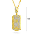 Front view of Dog Tag CZ Necklace, Yellow Gold Flashed, Clear Stone