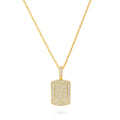 Angle view of Dog Tag CZ Necklace, Yellow Gold Flashed, Clear Stone