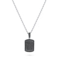 Angle view of Dog Tag CZ Necklace, Rhodium Plated, Black Stone