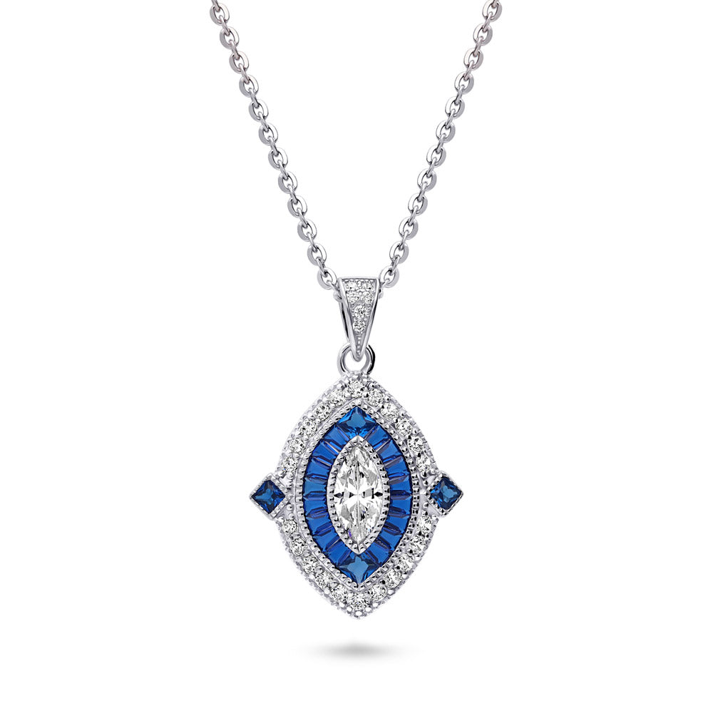 Navette Halo Art Deco Milgrain CZ Set in Sterling Silver, 5 of 11